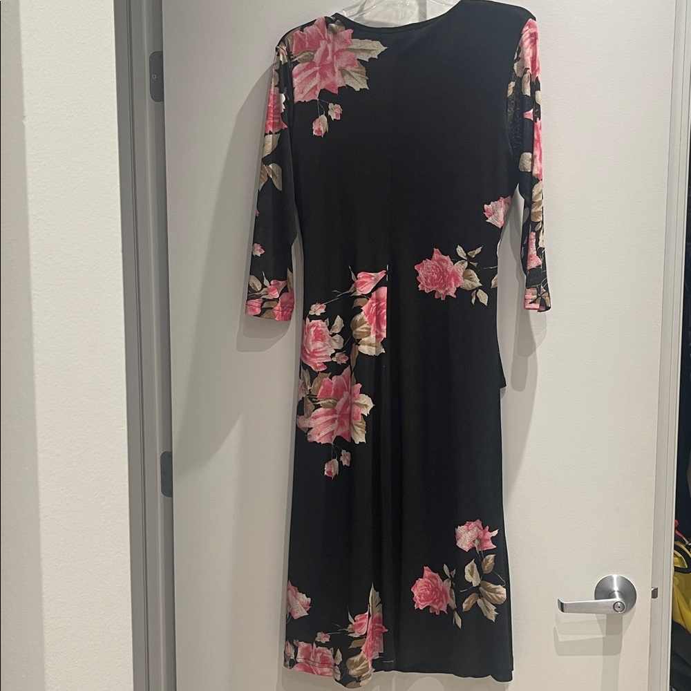 Karen Kane Black Dress with Pink Floral Design - Picture 2 of 4